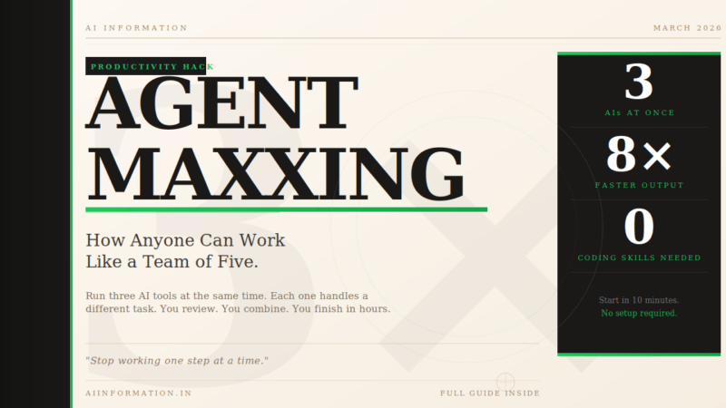 agentmaxxing guide 2026 — run 3 AI tools at once and work like a team of five, no coding needed