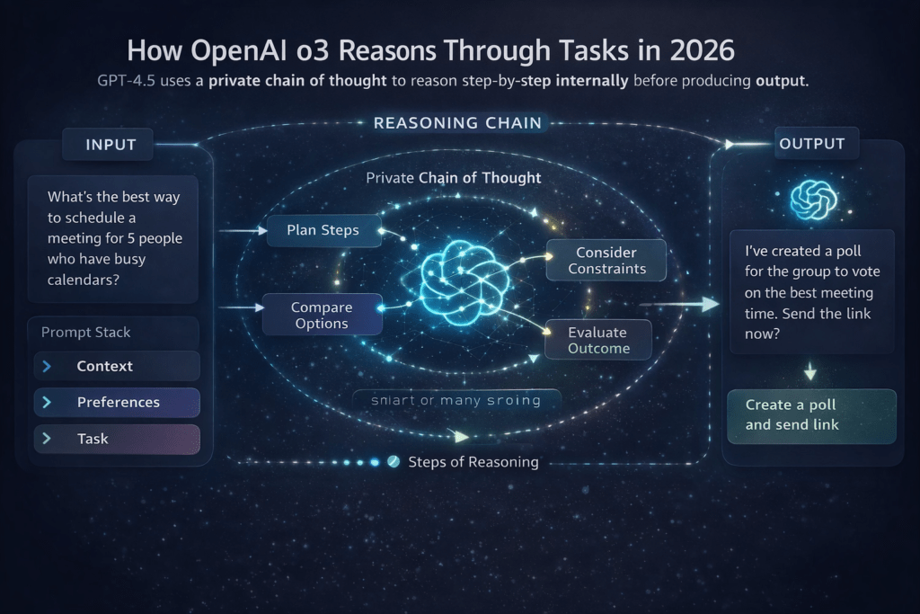 OpenAI o3 reasoning model step-by-step thinking process diagram 2026